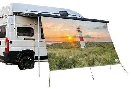 CAMPIDOO Textil Sonnensegel | LEUCHTTRUM AM DEICH Fotodruck | Sonnen- und Sichtschutz | Markisen Vorderwand | Kederleisten Befestigung | Camping Zubehör