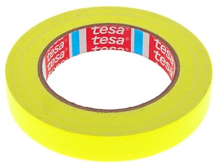 Tesa 4671 - Gaffer-Gewebeband - Beschichtetes PE-Gewebe, hohe Dicke, für Innen- und Außenbereiche, sehr klebend - für Kunst und Darstellungen, Beschilderung - 19 mm x 25 m (fluo gelb)