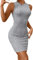 GORGLITTER Figurbetontes Kleid Kurz Tank Kleid Damen Rippenstrick Kleider Bleistift Kleid Sexy Sommer Minikleid Grau M