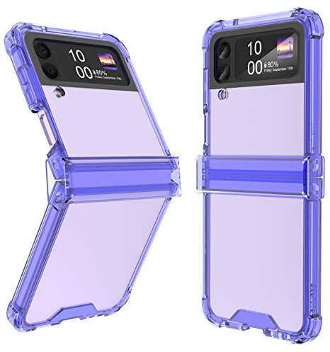 Custodia protettiva antiurto sottile trasparente per telefono Z Flip 4 5G,progettato per la custodia Galaxy Z Flip 4 con protezione a cerniera, Samsung Flip 4 5 G, viola trasparente