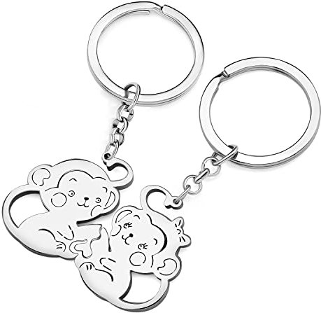 LONYOO Afrique Gorille Porte Clés Voiture Porte-clés Porte-monnaie en Acier Inoxydable Singe Bijoux Cadeaux Femmes Filles Charms (Or Couple Singe)