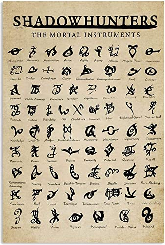 Retro Schilder Shadowhunters Symbols Poster Die Sterblichen Instrumente Eisenmalerei Vintage Metall-Blechschilder Lustiges Metall Wandschild Für Home, Café, Küche 30x40cm