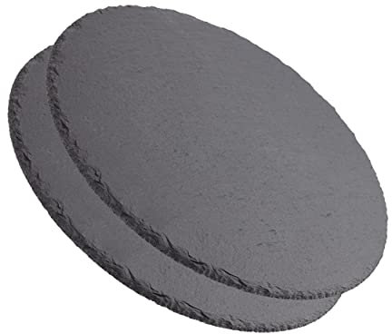 Tablas de Pizarra Premium | Platos de Piedra Negra para Aperitivos | Bandejas de Sushi y Tapas | Estilo Moderno | Resistente al Desgaste| Ideal para cualquier Evento | Redonda Ø28 cm | 2 Unidades