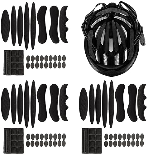 YXHZVON 3 Sätze Fahrradhelm Polster, Universal Fahrrad Schaumstoff, Ersatz Pad Schwamm Klett Helmpolster für Fahrrad-Motorrad Kinder, Schwarz
