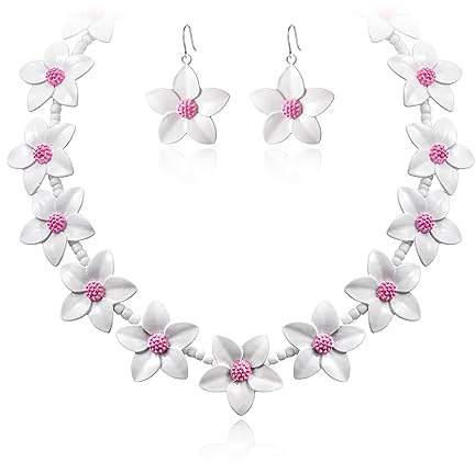 EVER FAITH Damen Halskette Kristall Perlen Türkis Edelstein Kostüm Statement Party Braut Klumpig Blau Gold-Ton (Rosa Blume Halskette)
