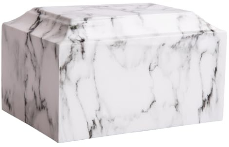 MAKEY'S Urne funéraire classique en marbre de culture blanche pour cendres humaines adultes hommes/femmes, urne funéraire décorative professionnelle pour cendres