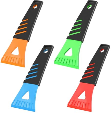 4PCS Snow and Ice Scraper for Car Windshield - Ice Snow Frost Removal Tool with Non-Slip Handle - Plastic Snow Scraper Auto Window Shovel Tool - Winter Windshield Defroster Tool No Scratch for Cars