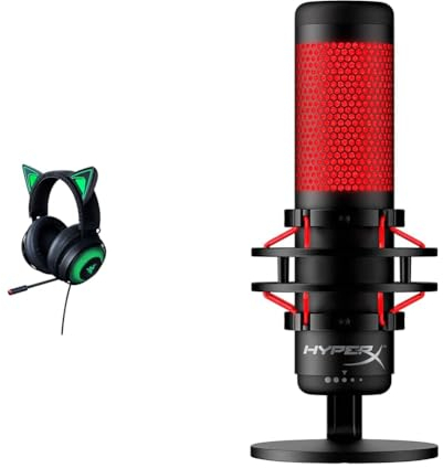 Razer Kraken Kitty Edition - Gaming-Headset Schwarz & HyperX QuadCast – Standalone USB Mikrofon mit umfangreichen Funktionen für Streamer Gamer, Schwarz