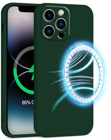 INZ Mag-Safe Magnetic iPhone 15 Case 6.1-Inch Dark Green Liquid Silicone Gel Rubber Anti Scratch Resistant Soft Slim Protective Cover Protect Compatible for iPhone 15