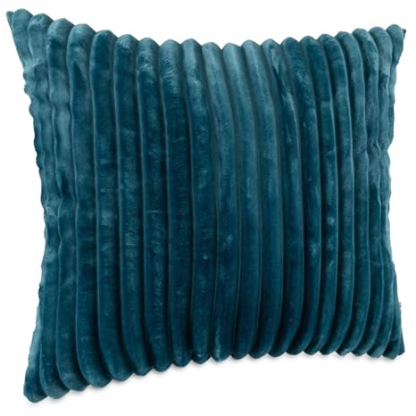 Dekokissen Kissenbezug Sofakissen Pillow Plüsch Kuschelkissen Zierkissen Cord Kissen Couchkissen Kord Kissenhülle ultraweich gestreift Lilli 40x40cm ohne Füllung Türkis