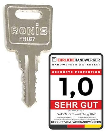 RENZ/JU/RONIS Ersatzschlüssel - Schließung FH012 - mit Original Hersteller Kopfform Schlüssel nach Code - Nachschlüssel - Zusatzschlüssel - Briefkastenschlüssel - Schlüsseldienst