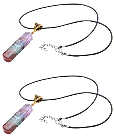 Janasiba 2X 7 Chakra Orgone AnhäNger Halskette, Heilen Kristalle Halskette Regenbogen Kristall AnhäNger Yoga