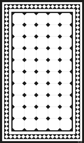 DobleUve Estudio Tapis Vinyle Victorian Blanc 65x80 | Tapis Cuisine et Salon Antidérapant Antifongique Ignifuge | Pour Enfants et Salle de Bain PVC