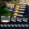 GIGALUMI 12 pezzi luce solare esterna per scale, luci solari a LED per esterni, giardino, impermeabile, luci solari per esterni, per scale, recinzione, terrazza, patio, strada (grigio, bianco caldo)