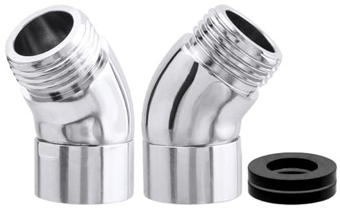 Mesee 2 Packs Shower Head Adapters 135 Degree Angle Shower-Head Extension Connector G1/2 Thread Elbow Adapter for Handhold Showerhead, Wall-Mounted Shower, Shower Arm(Chrome)