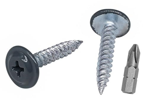 SKIR'CO (50 pièces) Vis à bois autotaraudeuses peintes 4,2 x 25 mm, vis à métal, tête bombée modifiée PH (Gris anthracite RAL 7016)