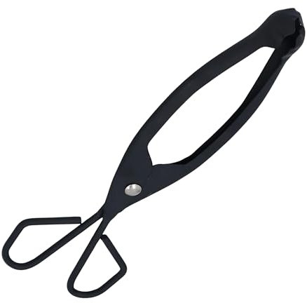 ADEPTNA Fire Side Log/Coal Tongs - 30cm Cast Iron Grabber Tongs for Small Logs, Coal, Fire Pits, Wood Burners & Open Fires - Heat Resistant, Scissor-Type Action, Durable Pressed Steel Construction for