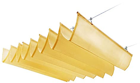 Auvent de pergola rétractable d'extérieur avec voile d'ombrage - Jaune - 3 x 5 m - Abri ondulé pour jardin, cour et treillis de raisin