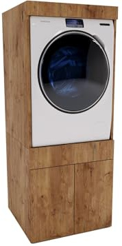 CraftPAK Waschmaschinenschrank geeignet für Waschmaschine oder Wäschetrockner, Waschmaschinenschrank Überbauschrank, Badezimmermöbel Größe 67x162x63cm, Braun