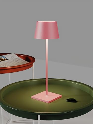 MU LIN Lampada da Tavolo 841 Touch Cordless - Lampada Interno e esterno, Dimmerabile, Ricaricabile USB, Portatile, 3000K-4500K-6500K, Lungo Durata, Luce fredda e calda ROSA