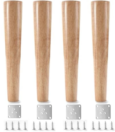 Roller blind 4er Möbelfüße Holz Tischbeine Sockelfuß Eiche Sofafüße Ersatzfüße,für Tisch Schrank Couchtisch Bank Schreibtisch TV-Schrank Esstisch,Mit Montageplattes,Schraubens (15cm)