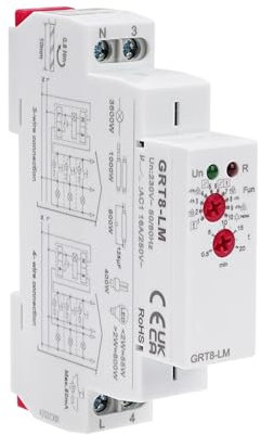 Jadeshay Temporizzatore Luci Scale, GRT8-LM Relè Temporizzato 220v 16A Relè di Spegnimento Ritardato Interruttore luce scale e 0,5-20 Minuti Regolabile, Guida DIN