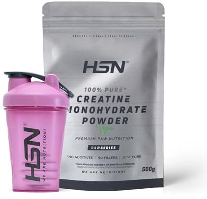 HSN Creatina Monohidrato en Polvo Sin Sabor 500g + SHAKER BOLA MEZCLADORA | 100% Monohidrato de Creatina Micronizada | No Incluye Dosificador | Sin Añadidos y Libre de Contaminantes
