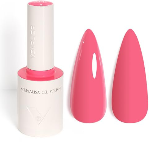 Venalisa Gel Nail Polish Hot Pink 10ml Stylish Round Bottle with Top Label Showing Color and Number UV Gel Polish for Stunning Nail Art Design 5047