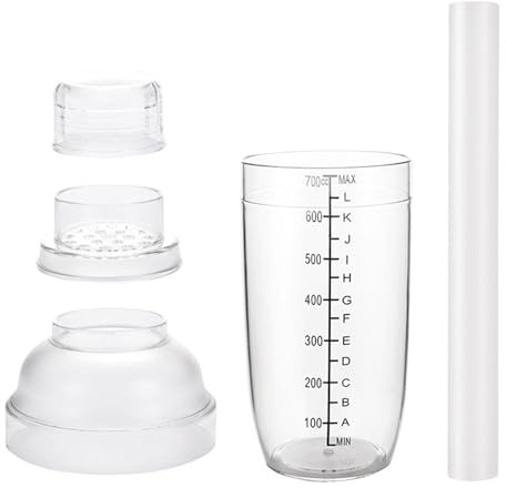 Barder Shaker-Clear Cocktail Mixer with Filter and Integrated | Shaker Set with Lemon Hammer, Jigger Measurement, Wine Mixing Bottle for Parties, Beverage Recipes, I