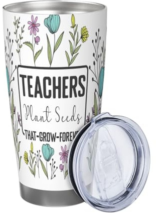 Xinvast Teacher Tumbler - Best Teacher Ever Travel Coffee Mug Stainless Steel Tumblers Appreciation Gift for Graduation Day, Back to School 20oz