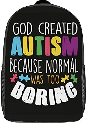 Niedlicher Schule Rucksack Lustiges Autismus-Sprichwort-Design Rucksack wasserdichte Wanderrucksack Für Wandern, Büro, Universität, 42X32X14Cm