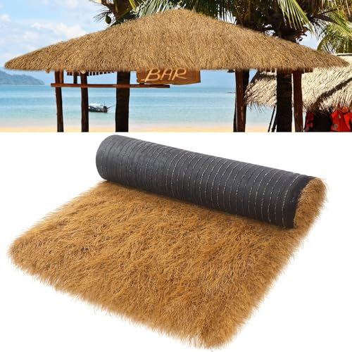 SAYEYBU Persiana De Techo Paja SintéTica CéSped Artificial, Heno, DecoracióN Impermeable Techos Y Cercas para Bares Tiki Y Fiestas Tropicales, CabañA De Playa DIY,A,1x16m(39.4x630in)