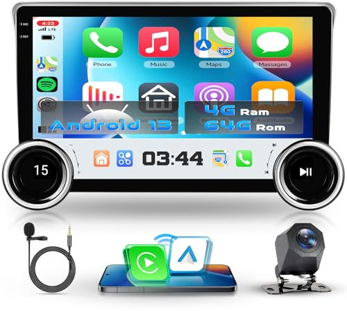 VECHTEL 4G+64G Android 15 Autoradio 2 Din con Carplay Android Auto senza Fili, 10.1'' Schermo Tattile Stereo Auto con Bluetooth Radio FM/AM/RDS Doppie Manopole GPS Wi-Fi Mirror Link USB Telecamera