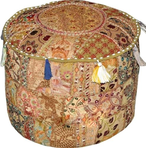 Arprani Ottoman Pouf Cover Dekorative Patchwork Bequeme Ottomane Ethno Baumwolle Kissen Sitzsack Designs Boden Bestickt Pouf Bezug