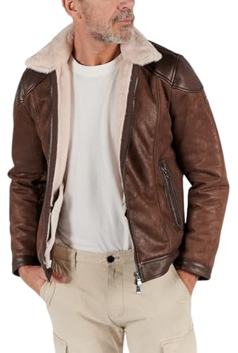 BARONE giubbotto montone uomo, giubbotto di pelle style shearling, pelle di agnello ed alcantara MADE IN ITALY