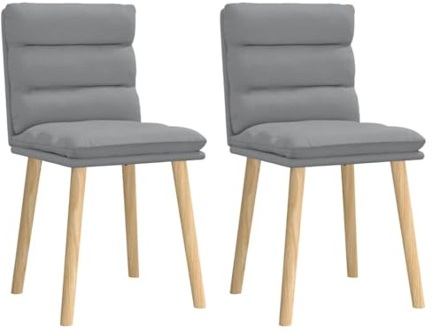 HETFTJN Esszimmerstühle 2er Set Hellgrau Stoffbezug Massiv Gummibaumholz Moderner Dining Chair 45x54x86 cm Bequem & Robust für Küche Esszimmer Wohnzimmer