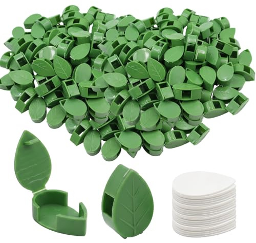 Soporte de Plantas Autoadhesivo, 100 Piezas, Verde | Forma de Hoja, Para Plantas Trepadoras, Interior y Exterior, Para Hogar Oficina Jardín Terraza