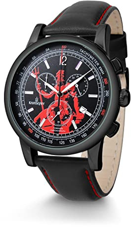 Kronsegler Poseidon Chronograph PVD Schwarz-Schwarz/Rot