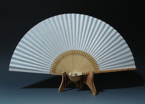 Folding Korean Mulberry Rice White Paper Bamboo Art Wooden Asian Oriental Wall Deco Handheld Decorative Fan