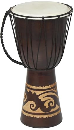 Deco 79 Wood Drum Handmade Decorative Sculpture Djembe Home Decor Statue with Rope Accents, Accent Figurine 9 x 10 x 16, Brown