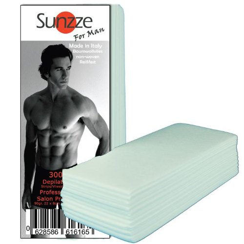Sunzze Vliesstreifen 300Stck FOR MAN für die Enthaarung mit Warmwachs Profi Packung XL 22 x 8 cm