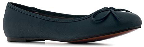 Flache Ballerinas für Damen und Junge Frauen mit flachem Blockabsatz und dekorativer Schleife - Loafer - TG104 – Große Auswahl an Farben und Ausführungen-Tg104pull Dunkelblau-44 EU