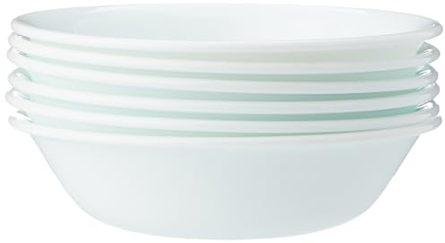 Corelle 3124 10 oz Vitrelle Glass Winter Frost White Dessert Bowl, Pack of 6