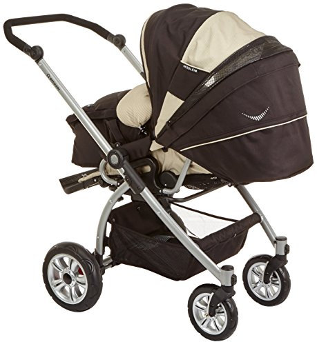 Gesslein 204330483483 Kinderwagen M4 inklusive C1 Tragetasche, silber / schwarz