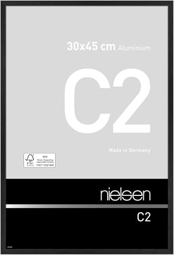 nielsen Bilderrahmen, 30 x 45 cm, Aluminium, Schwarz matt, Fotorahmen zum Aufhängen im Hoch- & Querformat, Echtglas, C2