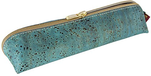 Simaru Federmäppchen/Federtasche aus Kork, Schlampermäppchen mit hochwertigem Reißverschluss, Stiftemappe in vielen Farben für Damen & Herren (türkis)