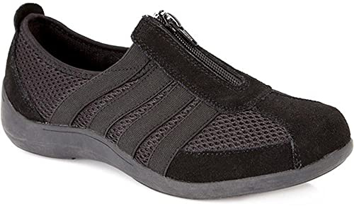 Pavers Women’s Zip-Up Trainers in Black - Footwear with Breathable Mesh Upper - Ladies Versatile Shoes for Everyday Wear - Size 8 UK/EU 41