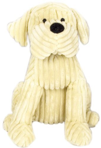 Large Heavy Ribbed Plush Fabric Dog Puppy Door Stop Home Office (Vanilla)