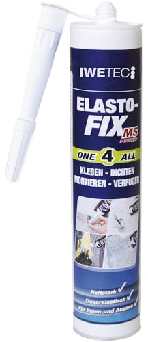 IWETEC ELASTO-FIX MS Polymer Dichtstoff 290ml weiß | Montagekleber pastös | Hohe Anfangshaftung & UV-Beständigkeit | Für feuchte Untergründe | Silikonfrei, überlackierbar & lösungsmittelarm