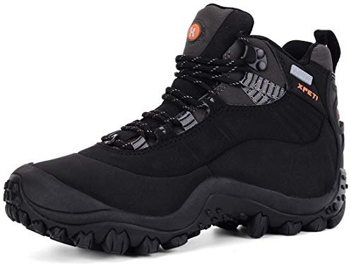 XPETI Mens Walking Boots Size 8,Hiking Shoes Mens Waterproof Outdoor Vegan Trainer Summer Lightweight 6 Black